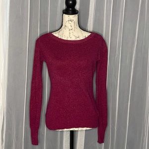 Express women’s pink and black marbled sweater with crew neck